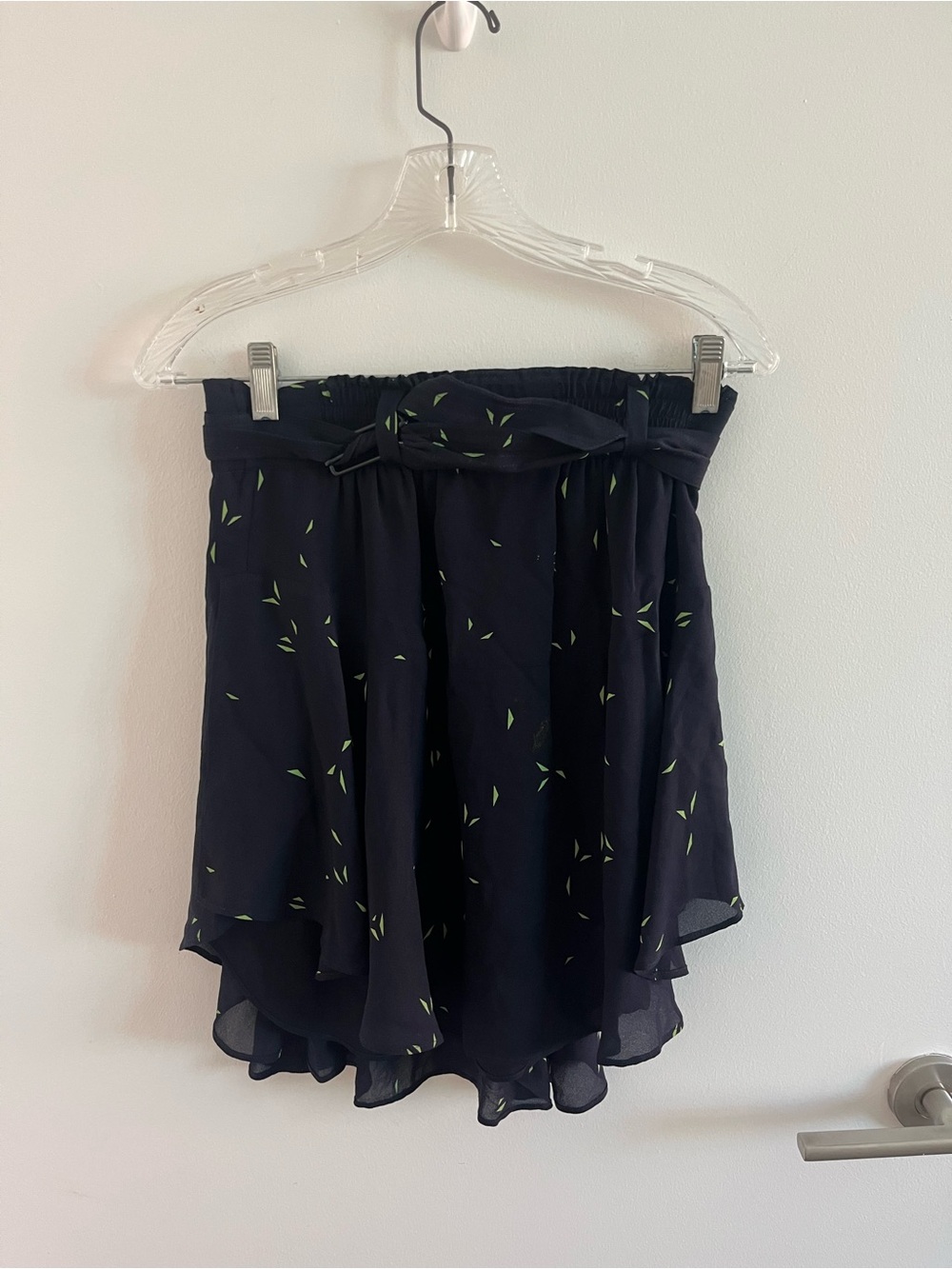A.L.C. Women's Navy Ruffled Skirt Neon Geometric Shapes Size 0 100% Silk